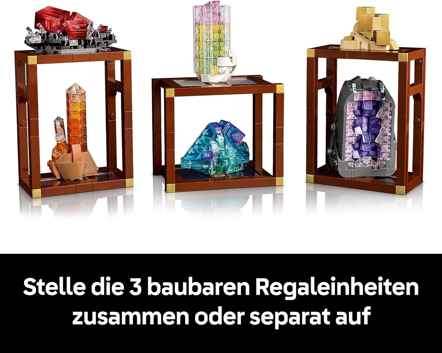 LEGO Ideas Mineraliensammlung - Set für Erwachsene - Modellbau mit Kristallelementen inkl. Amethyst, Fluorit & Tangerinquarz sowie 3 Ständern - DIY Wohn Deko Geschenkidee - 21362