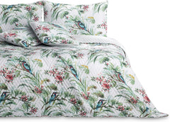 Ameliahome Couvre-lit Couvre-lit 260X280 Cm Deux côtés Matelassage facile d'entretien Motif végétal Motif oiseau Multicolore Kingfisher Lits et couvertures Besuche den AmeliaHome-Store Kingfisher 260 X 280