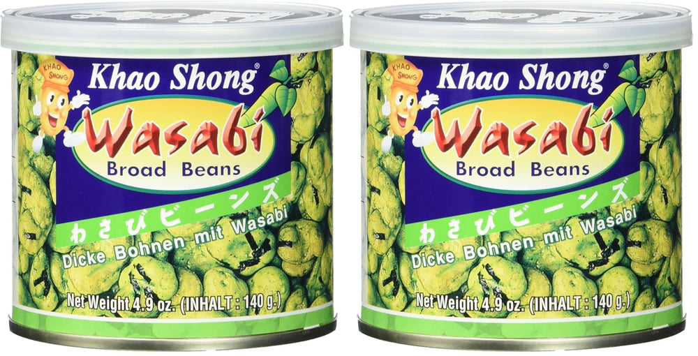 Khao Shong Pois verts frits au wasabi, pois croustillants dans une pâte épicée, une alternative faible en gras aux noix, moyennement épicé, 1 boîte de 140 g | 140 g (1 paquet)