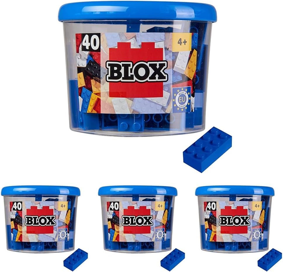 Simba 104118875 - Blox, 40 rote Klemmbausteine für Kinder ab 3 Jahren, 8er Steine, inklusive Dose, hohe Qualität, vollkompatibel mit vielen Anderen Herstellern