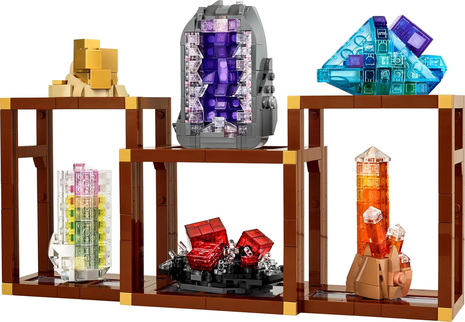 LEGO Ideas Mineraliensammlung - Set für Erwachsene - Modellbau mit Kristallelementen inkl. Amethyst, Fluorit & Tangerinquarz sowie 3 Ständern - DIY Wohn Deko Geschenkidee - 21362