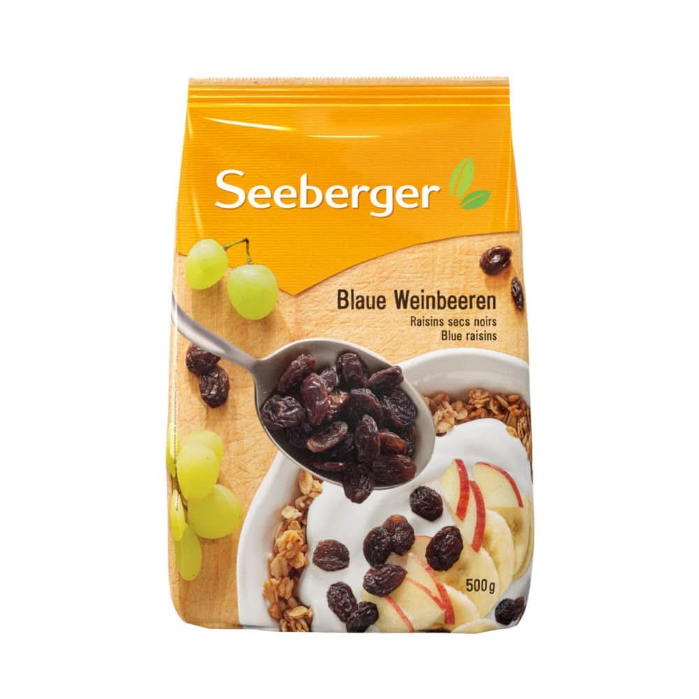 Seeberger, Raisins secs Thompson juteux-sucrés sans pépins, 8 x 500 grammes Naty Shop Produits déshydratés 8 x 500 grammes