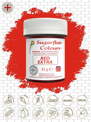 Colorant alimentaire Sugarflair Max Concentré Rouge Extra, colorant alimentaire très concentré pour pâte d'amande et fondant, colorant en pâte Max Concentrate - 42 g