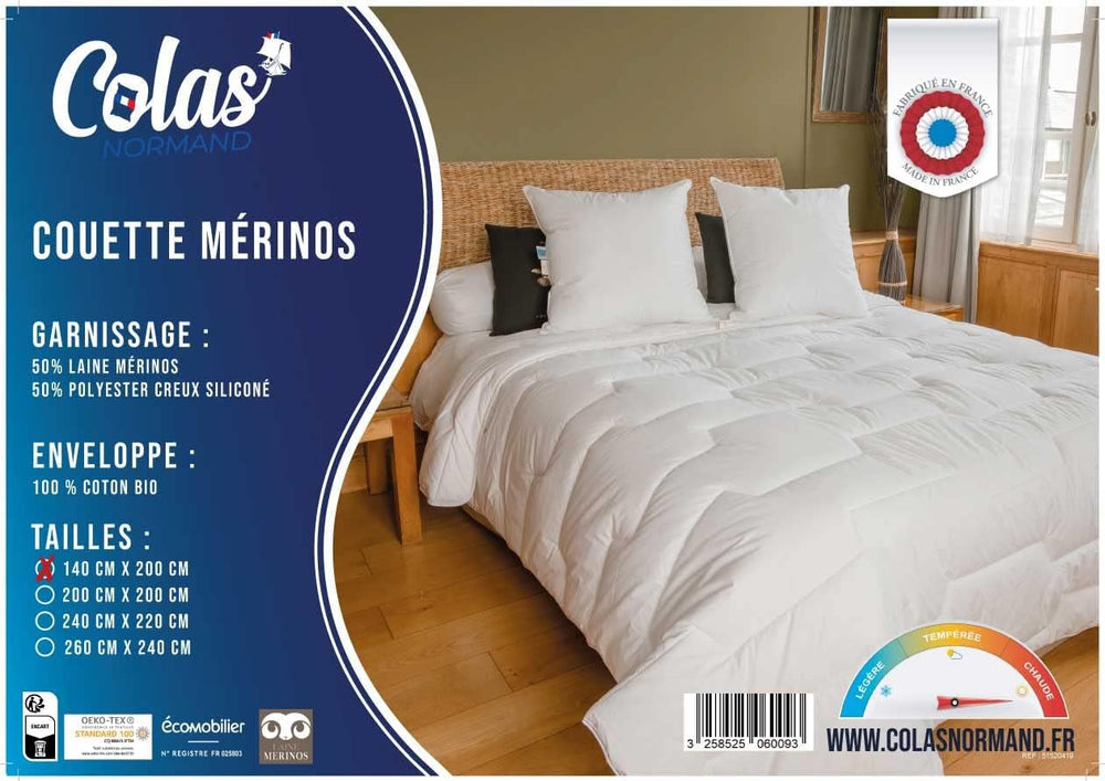 Couette 140 X 200 Cm | Coton biologique et laine mérinos | Chaud Lavable en machine à 30 °C Couettes et couettes Naty Shop