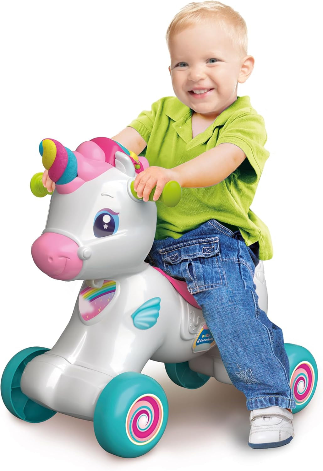 Balançoire licorne Baby Clementoni - Animal à bascule 3 en 1 avec centre d'activités interactif pour les enfants à partir de 12 mois - Jouet sensoriel et moteur 17883 Bebe Toys Naty Shop