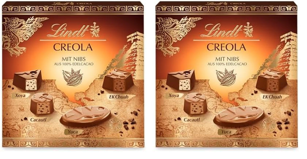 Chocolat Lindt | Coffret Praliné Créole | 165g | 15 pralines en 4 délicieuses variétés, à base de cacao 100% fin, sans alcool | Coffret chocolat