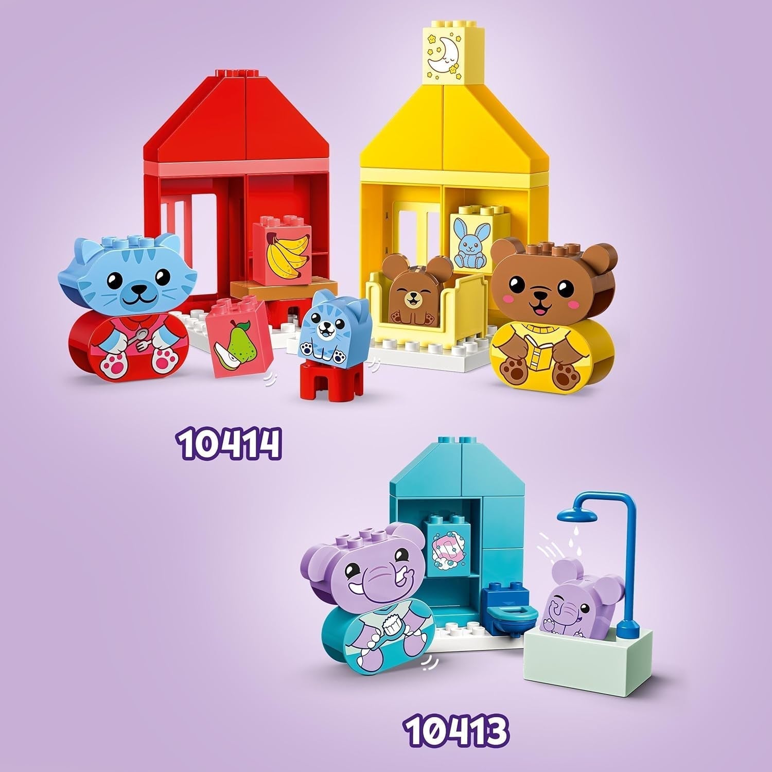 LEGO DUPLO Routines quotidiennes : manger et dormir, jouet éducatif pour encourager le développement social et émotionnel, avec 4 figurines d'animaux, cadeau pour les enfants à partir de 18 mois 10414 Jeux de construction Besuche den LEGO-Store