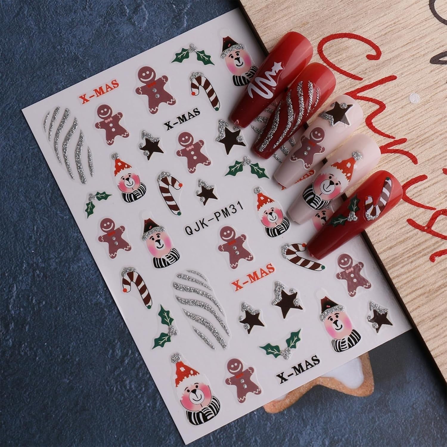 JMEOWIO Nagelsticker Glitzer Weihnachten 10 Blatt Nail Art Sticker Selbstklebend Nagelaufkleber Schneeflocken Winter Dekoration Nageldesign Zubehör