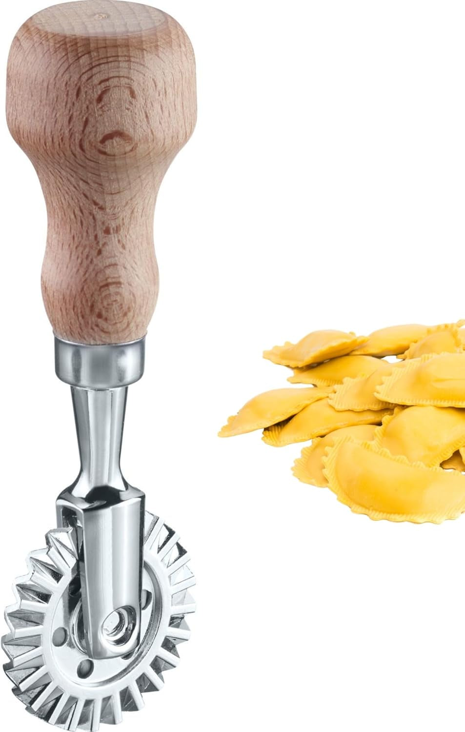 Roulette à pâtisserie/coupe-ravioli Westmark Sofia – Roulette à pâtisserie pratique pour couper les pâtes et la pâte maison, roulette ø 39 mm – Zinc, bois de hêtre