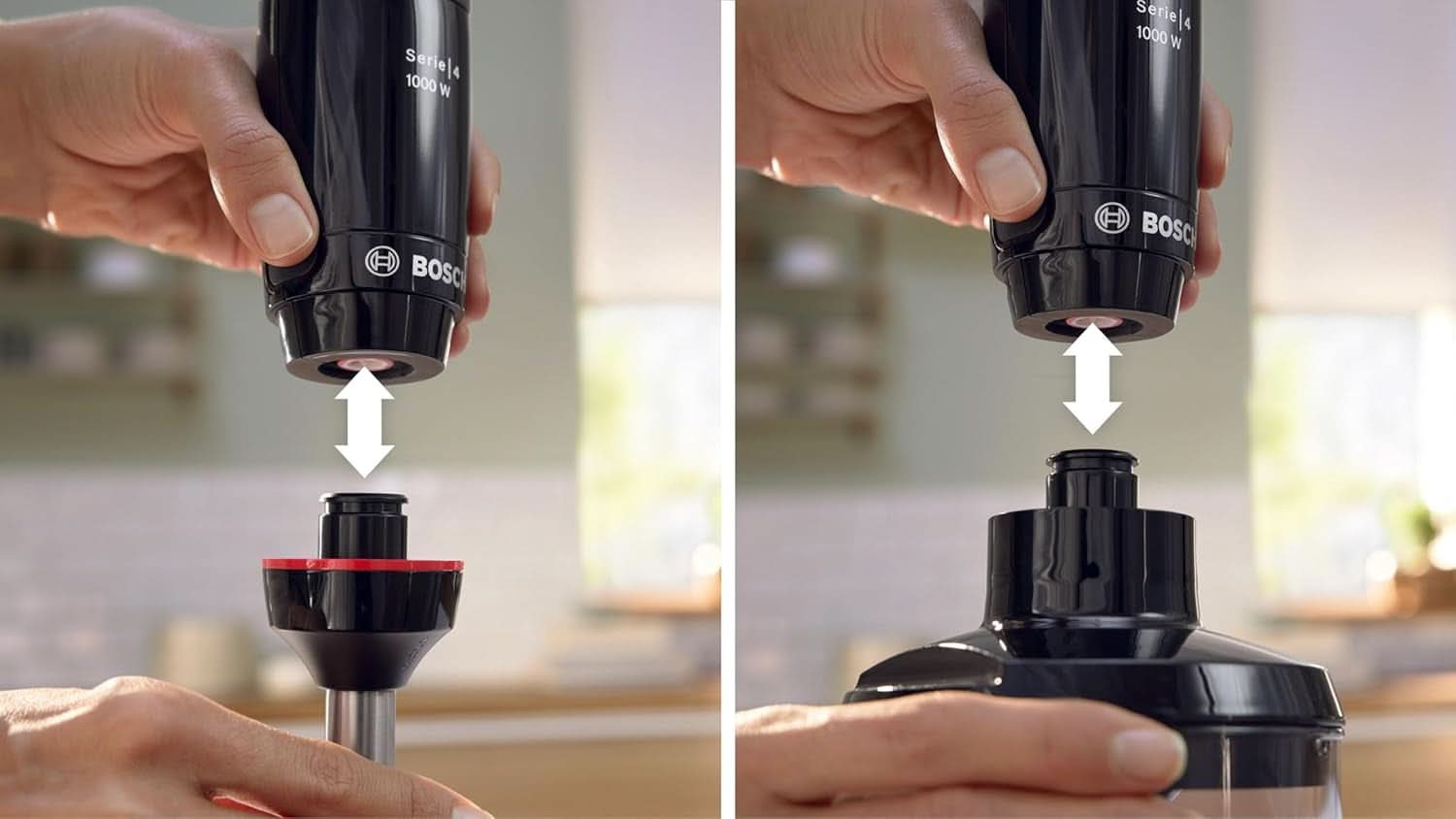 Bosch Batteur sur socle Ergomaster Serie 4, 1000 Watt, Edelstahl-Mixstab, Zerkleinerer, Mix-/Messbecher, Schwarz Kitchen Naty Shop