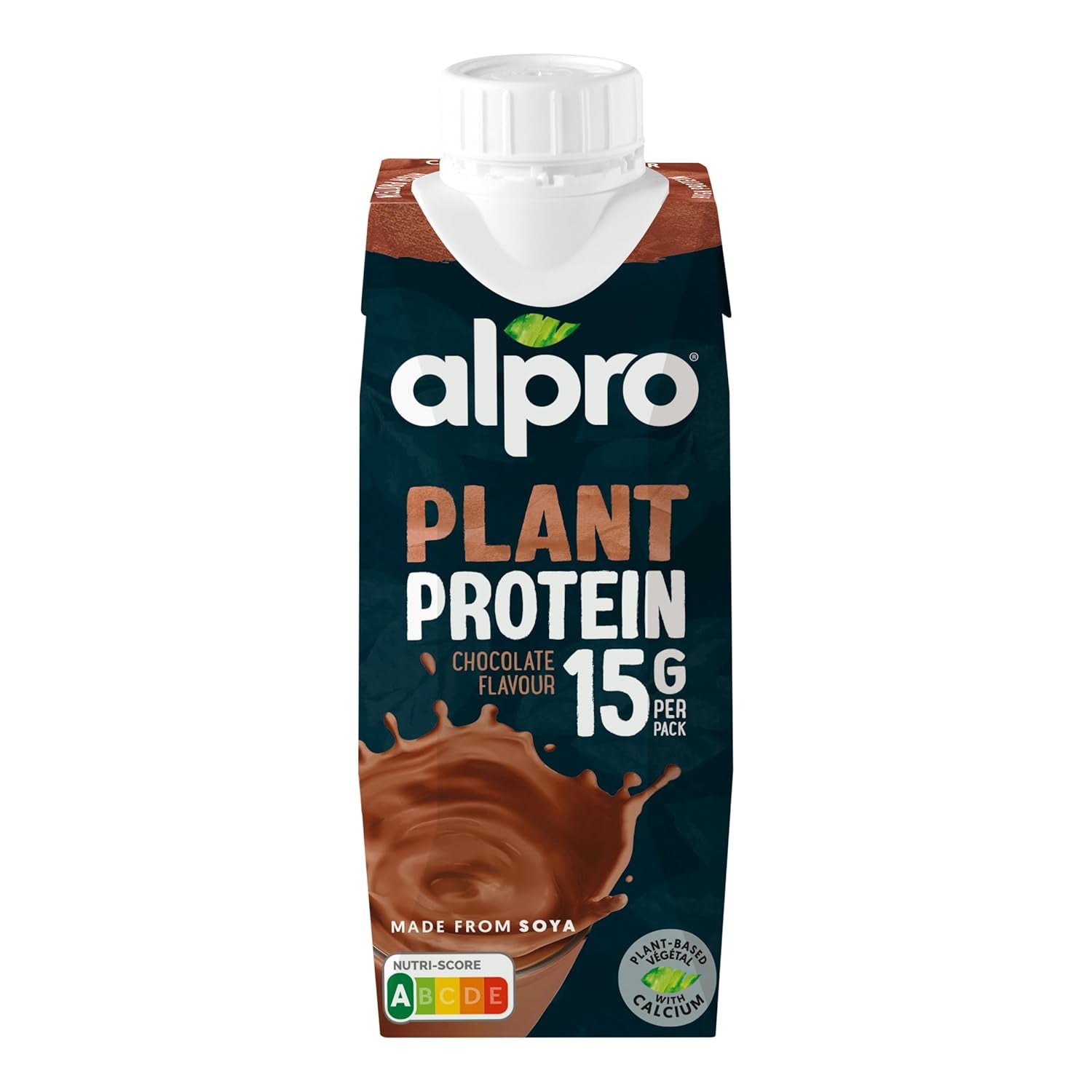 Alpro Proteindrink Schokoladengeschmack – Vegan et milchfree – Ohne Süßstoffe – Von Natur aus lactosefrei – Reich an Ballastsstoffen, Calcium et Vitaminen – 15 x 250 ml – Haltbar
