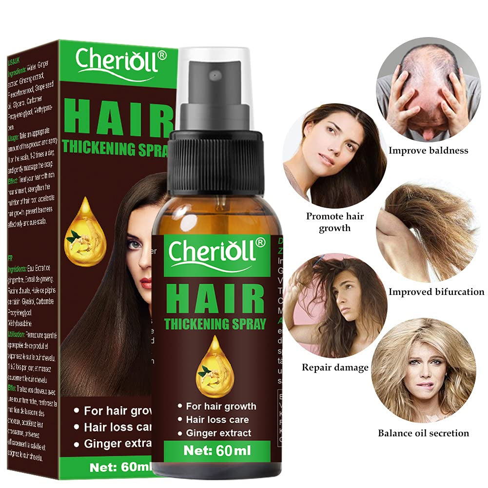 Croissance des cheveux, anti-chute, spray pour la croissance des cheveux, perte de cheveux et traitement des cheveux, pour cheveux clairsemés, favorise une croissance des cheveux plus épaisse, plus complète et plus rapide, 60 ml de soins capillaires Naty Shop