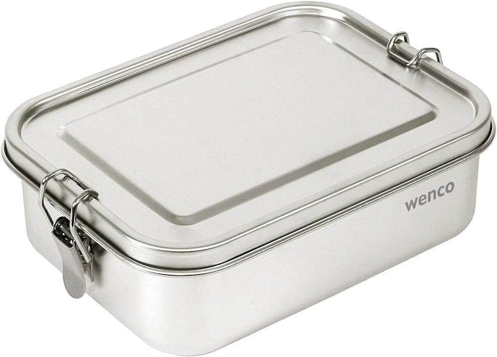 Wenco Boîte à lunch en acier inoxydable 2 compartiments Grande capacité 850 ml Boîte à lunch Étanche Passe au lave-vaisselle Comprenant un anneau de remplacement en silicone 18,5 x 14 x 5,5 cm Argent (2 paquets) Naty Shop Boîtes de conservation des aliments 850 ml