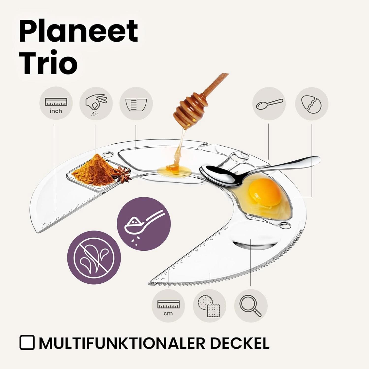 ZEEGMA PLANEET TRIO Planetenroboter, 1500 W, Multifunktionale Küchenmaschine Mit 3 Schüsseln 4 L, 4,5 L Und 5,2 L, 10 Betriebsgeschwindigkeiten, Mixer Mit Haken, Schneebesen (Schwarz) Mama si Copilul Naty Shop