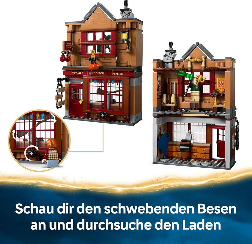 LEGO Harry Potter Qualität für Quidditch & Fortescues Eissalon - Set mit 2 Winkelgasse Läden, 6 Minifiguren & Zubehör inkl. Nimbus 2000 Besen - Geschenk für Jungen & Mädchen ab 8 Jahren - 76452
