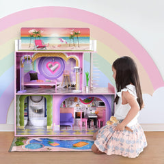 Olivia's Little World Big Dreamland Sunset Maison de poupée interactive en bois pour enfants contemporaine 3 étages avec 16 accessoires de meubles de poupée Multi TD-13616A Maisons de poupées Naty Shop