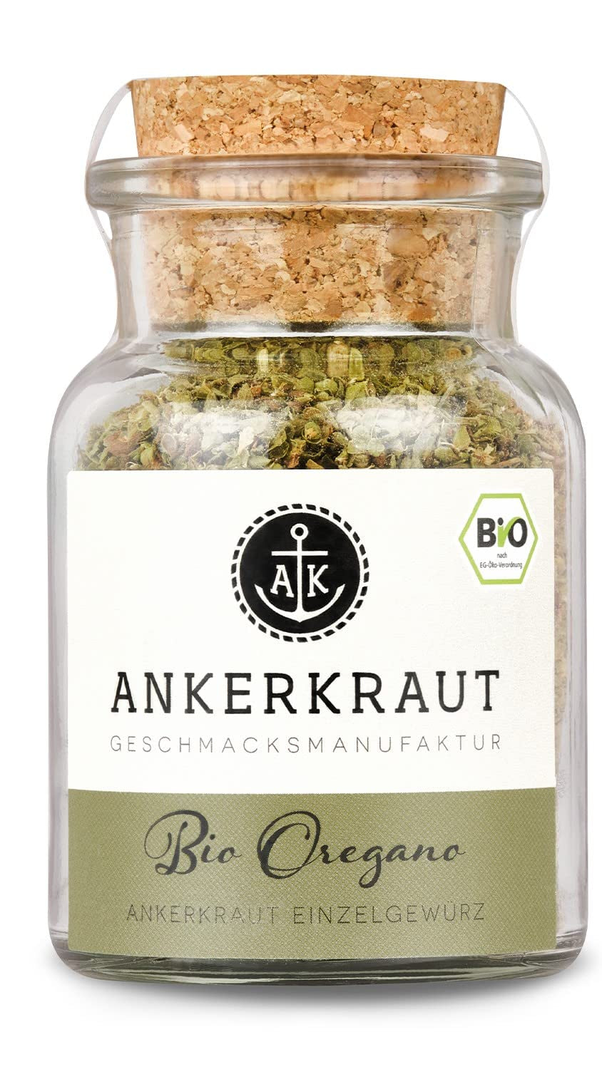 Ankerkraut BIO Origan, gerebeltes Küchen-Kraut, 15 g dans un verre en liège, Bio-Qualität zum selber Sürzen, Gewürz mediterranean Küche für Pizza & Pasta