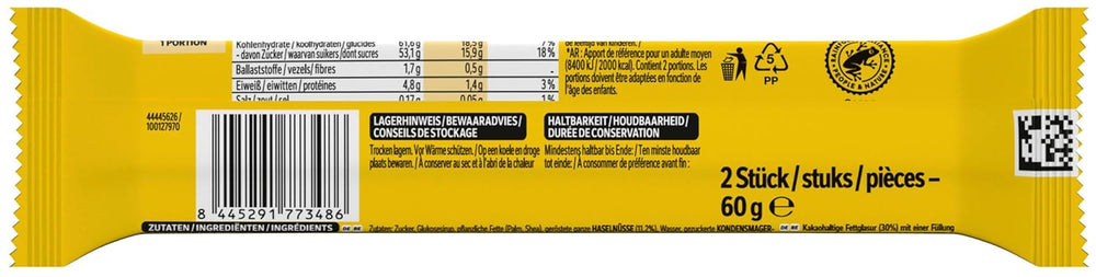 Barres de Chocolat NESTLÉ 2Pack, les classiques aux noisettes entières et caramel enrobés de chocolat au lait, pack de 24 (24 x 2 x 30g)