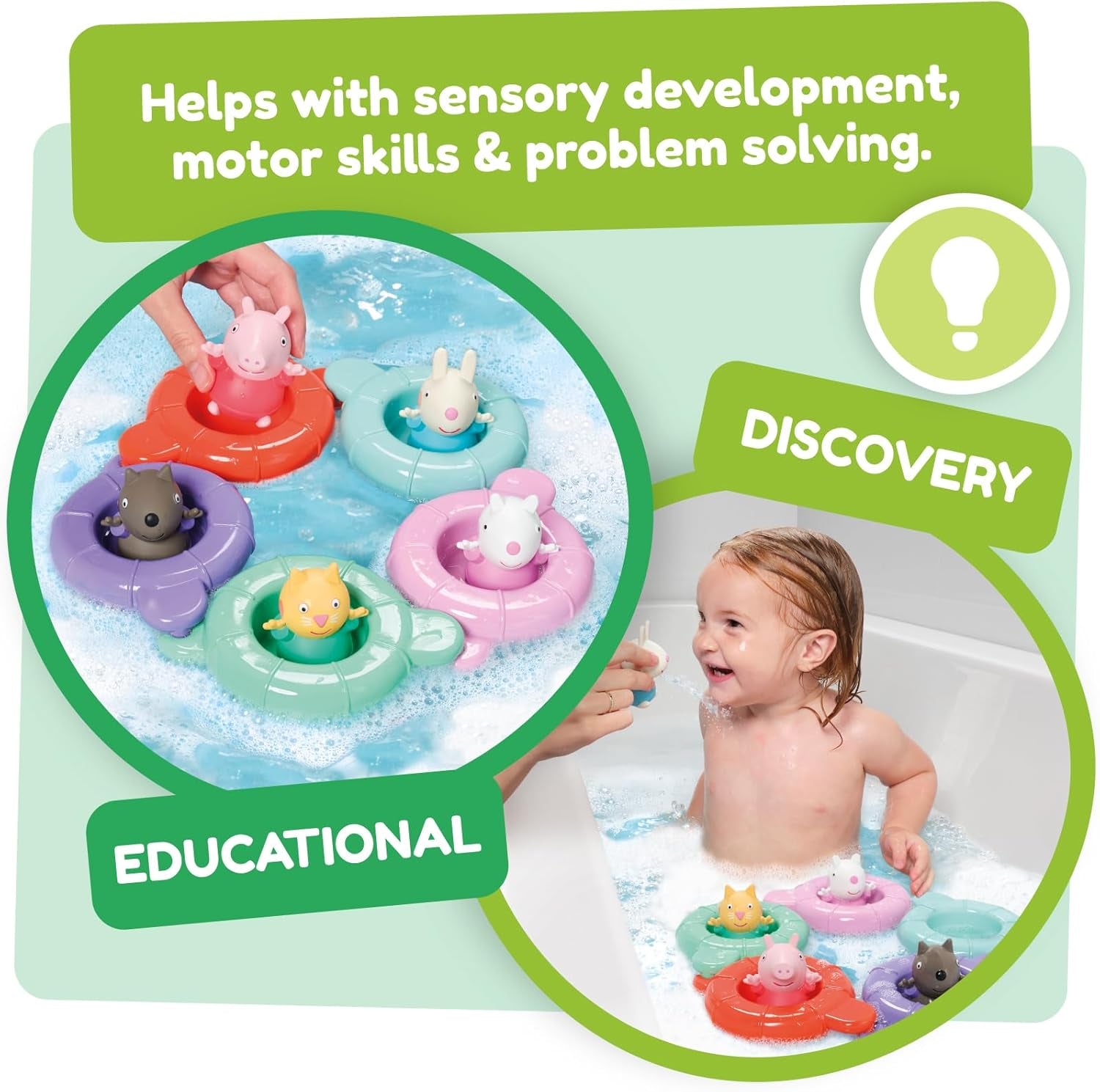 Tomy Toomies Peppa's Pool Party - 5 tasses avec anneau de connexion avec 5 jouets pour enfants Peppa Pig & Friends Water Squirter - jouets de bain +18 mois - Jouets de bain et jouets de piscine pour enfants Bebe Toys Naty Shop