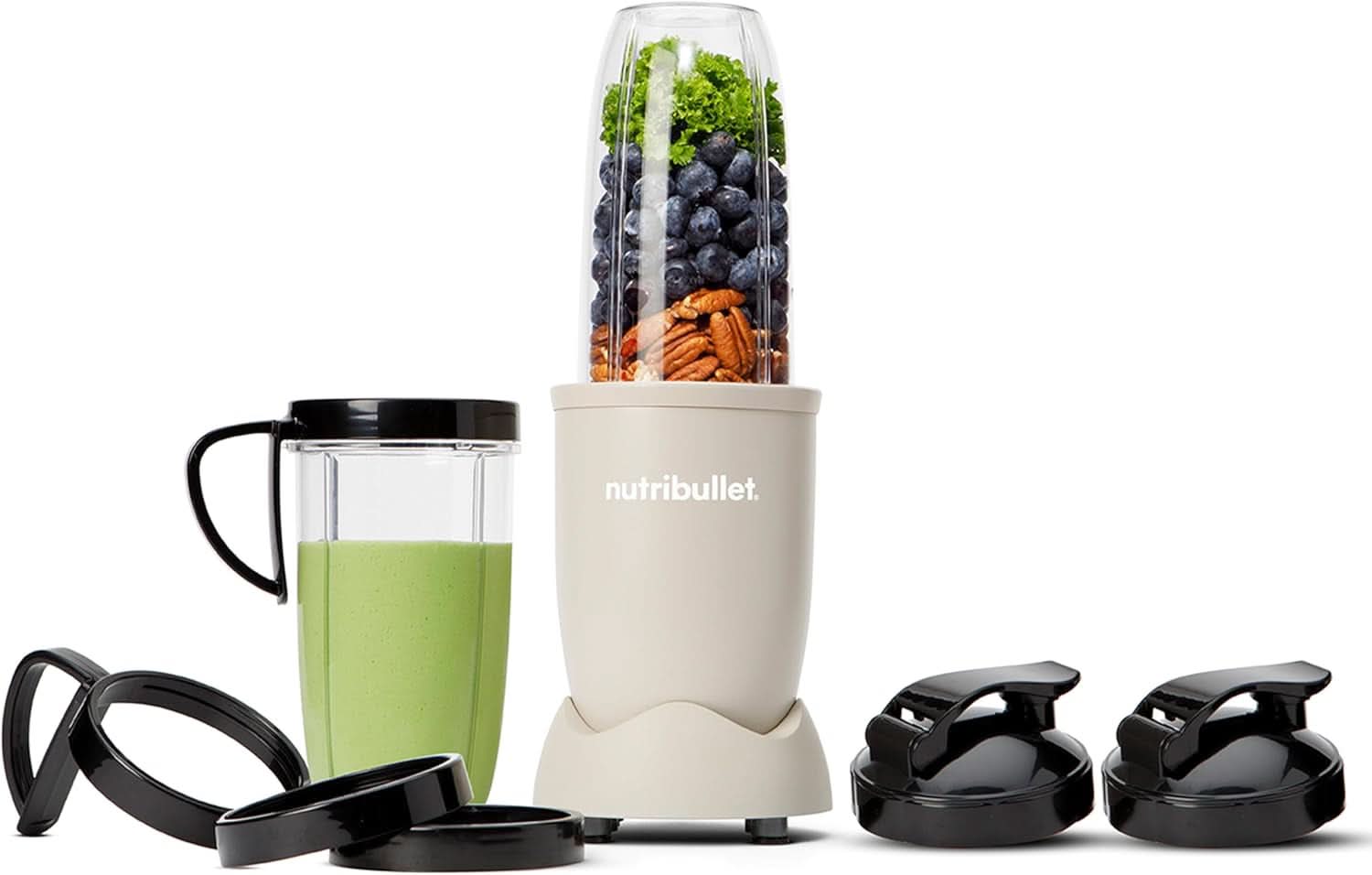 Nutribullet Pro, 900 Watt Leistung, Einfach and Schnell in Der Anwendung, Kompakt, Leicht Zu Reinigen, Mit 700 Ml Becher, Smoothiemixer, Smoothie Maker, Electric Mixer, NB904B, Schwarz Mother and Child Naty Shop Matt Sand Verpackung Mit Zubehör