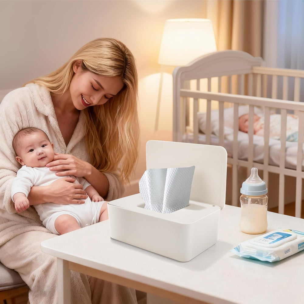 Boîte de lingettes humides avec couvercle, boîte de lingettes humides, distributeur de lingettes humides pour bébé, boîte de rangement étanche et scellée, distributeur de lingettes humides pour salle de bain, cuisine, blanc