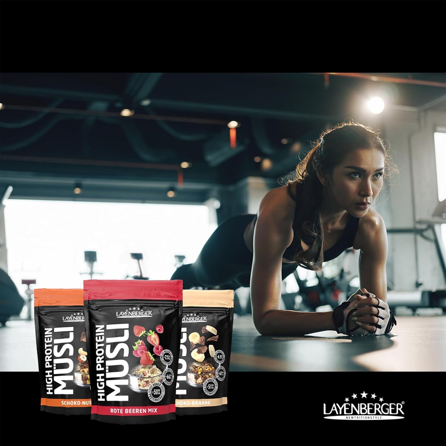 Layenberger 3K Muesli riche en protéines, 50 % d'œufs blancs et 18 % de Kohlenhydrate - Emballage individuel (1X 390 G) - Schoko-Nuss Cereale Naty Shop