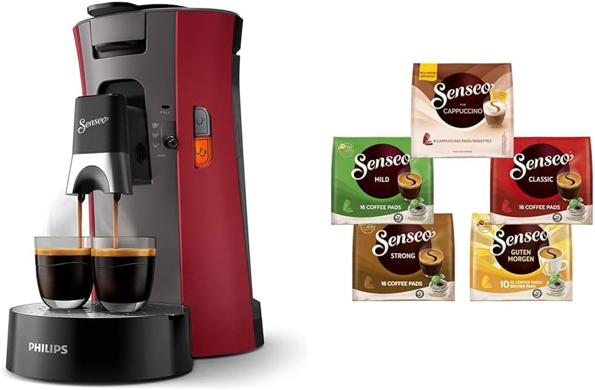 Machine à expresso à capsules Philips Senseo Select ECO, noir/teinté - choix de l'intensité du café et fonction mémoire, en plastique recyclé (CSA240/20)