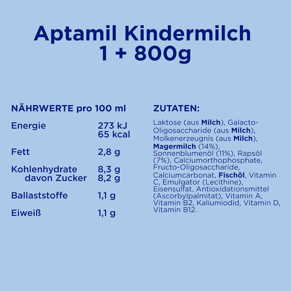 Aptamil Lapte de creștere 1 Plus – Lapte de creștere de la 1 an – 800g