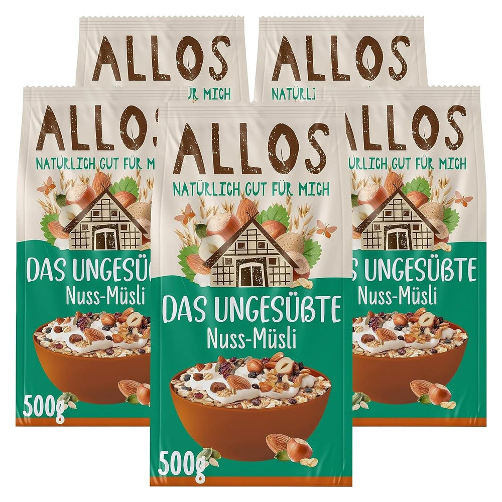 Allos, muesli aux baies non sucré, paquet 5 x 500 grammes Céréales Naty Shop Noisettes