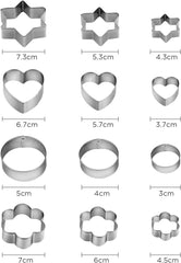 Lot de 12 emporte-pièces en inox pour décorer gâteaux, biscuits au sucre et biscuits
