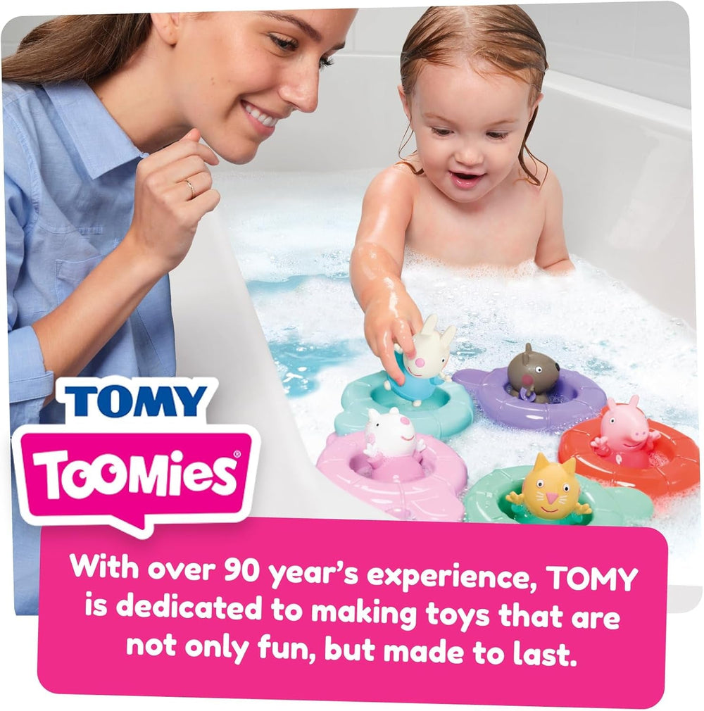 Tomy Toomies Peppa's Pool Party - 5 tasses avec anneau de connexion avec 5 jouets pour enfants Peppa Pig & Friends Water Squirter - jouets de bain +18 mois - Jouets de bain et jouets de piscine pour enfants Bebe Toys Naty Shop