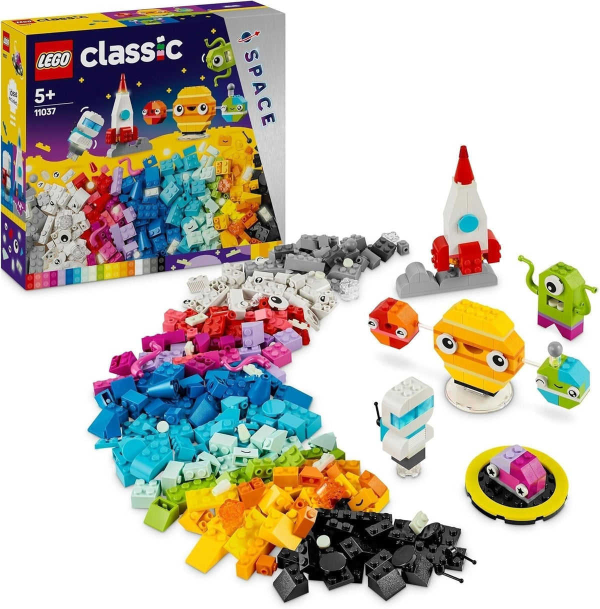 LEGO Classic Creative Space Planets Modèle de construction du système solaire pour enfants Jouet spatial Fusée Vaisseau spatial Planètes et extraterrestres Cadeau pour garçons et filles de 5 ans 11037 Jeux de construction Besuche den LEGO-Store Single