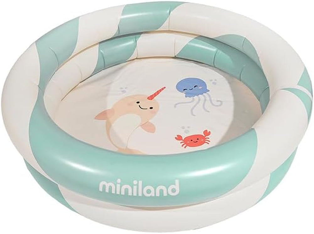 Miniland – Piscină gonflabilă pentru bebeluși 100 cm, piscină rotundă compactă și sigură pentru bebeluși