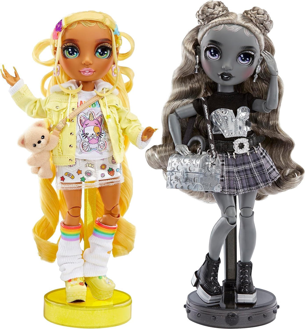 Édition spéciale Rainbow High Shadow High - Madison Twins Sunny et Luna - 2 poupées mannequins en tenues de créateurs jaunes et grises, à mélanger et à assortir avec des accessoires - Pour collectionneurs et enfants de 4 à 12 ans