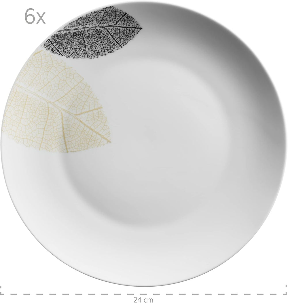 MÄSER 931215 Service de table joliment décoré pour 6 personnes, service combiné 30 pièces, avec formes sans cadre, porcelaine, blanc