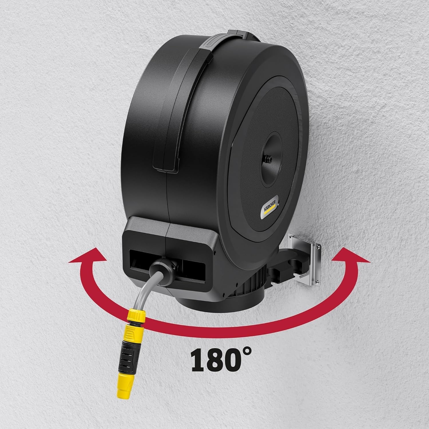 Dévidoir automatique Kärcher HBX 5.35 : tuyau de 35 m, tuyau de raccordement : 1,5 m ; Rétraction automatique du tuyau, pratique et flexible, noir