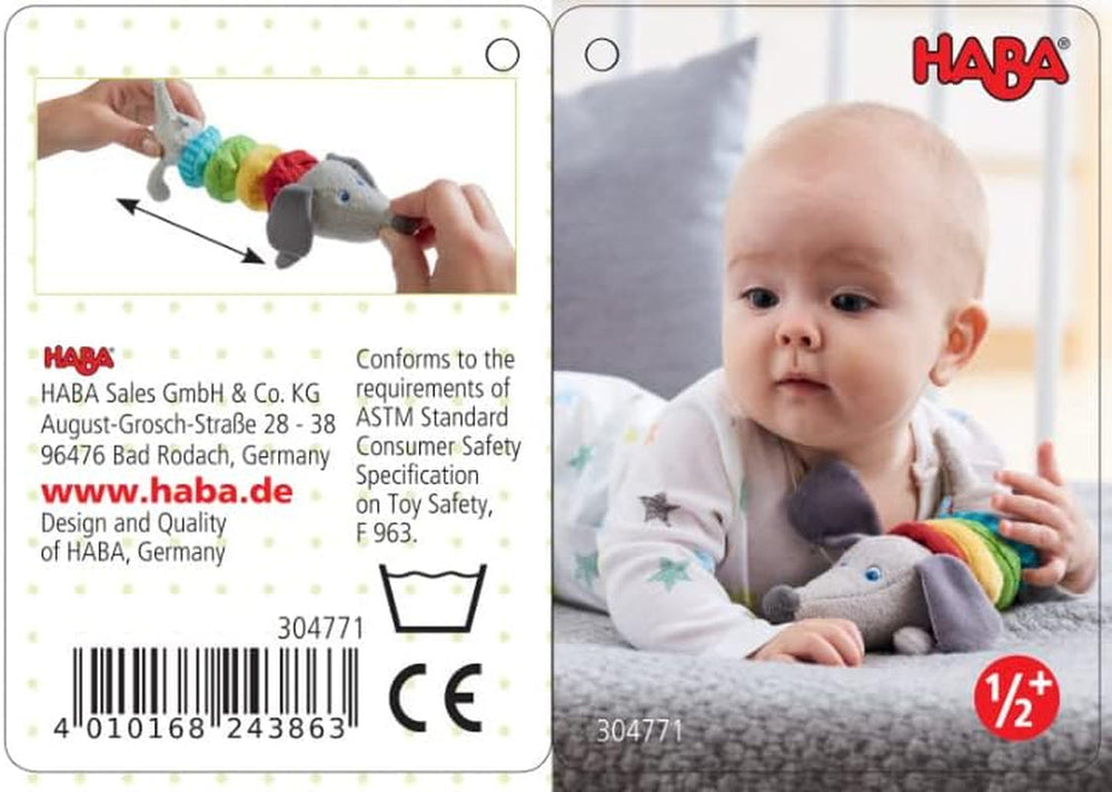 HABA 304771 - Figurine teckel hochet, jouet bébé en tissu avec moteur hochet, jouet à partir de 6 mois Jouets Bebe Naty Shop