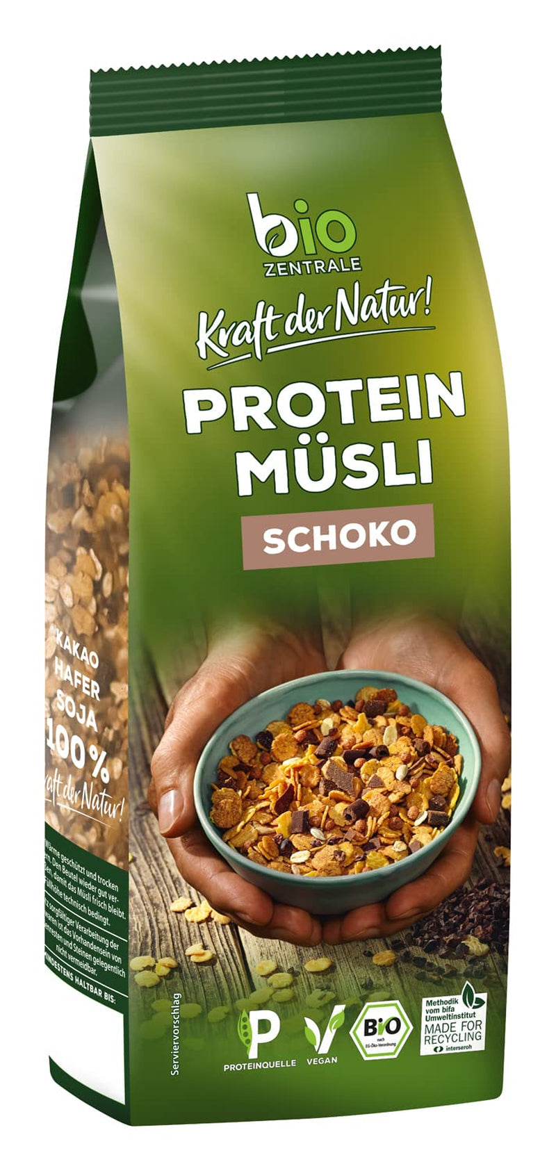 Muesli proteic pur Biozentrale - 375g - Organic cu miere - Ca cereale pentru micul dejun sau ca gustare