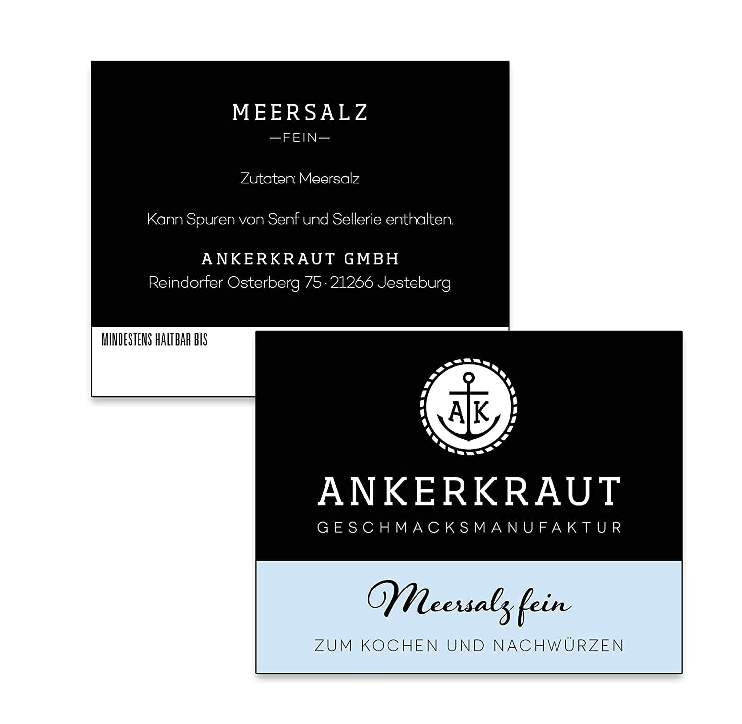 Ankerkraut Meersalz fine, reines Salz zum kochen und würzen, 170g dans Korkenglas