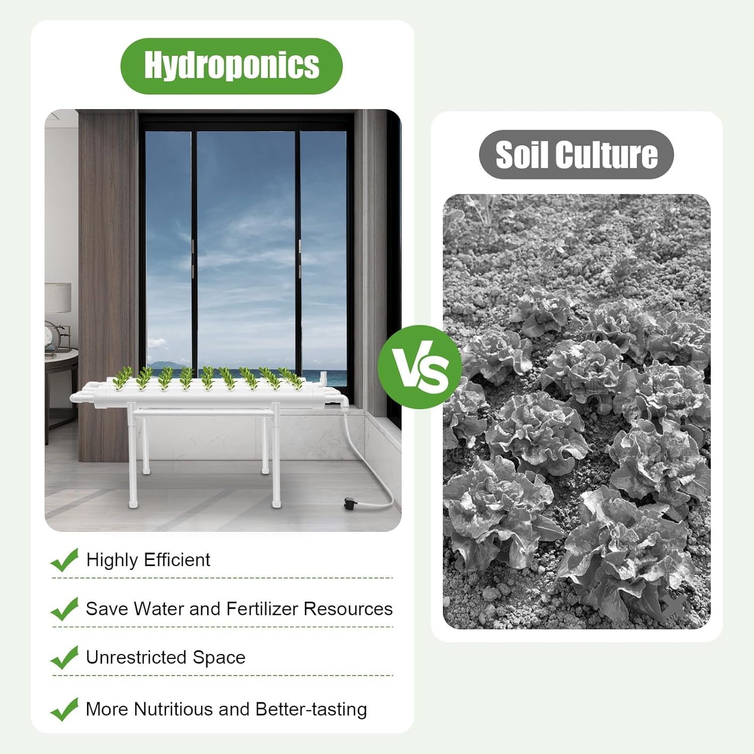 Kit de culture hydroponique 36 planteurs, kit de culture hydroponique 100 × 50 × 30 cm, système de culture hydroponique avec pompe à eau, systèmes de culture de plantes sans sol en PVC-U