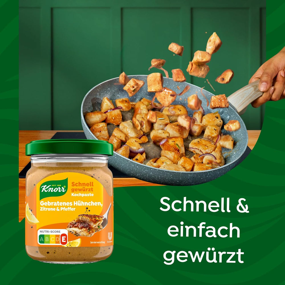 Knorr Schnell gewürzt Kochpaste Gebratenes Hühnchen, Zitrone & Pfeffer einfach & schnell für einen besonders intensifven, geballten Gesmack 165 g