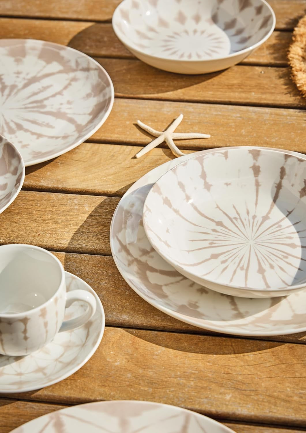 Majorque, service de table pour 6 personnes, 18 pièces, porcelaine, beige