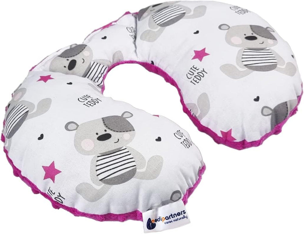 Medi Partners Oreiller cervical pour bébé 100 % coton / Minky Oreiller cervical pour voiture, poussette, voyage, sommeil, oreiller cervical Snooze Roll (REH avec Minky gris) Oreillers orthopédiques cervicaux Naty Shop Ours en peluche Minky rose foncé
