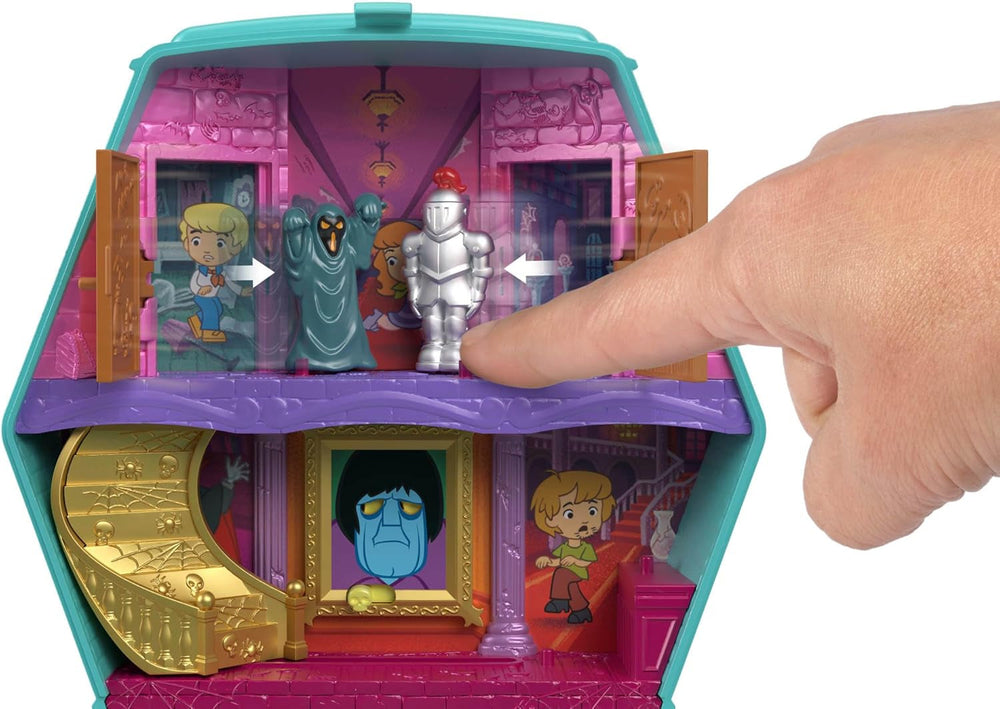 Polly Pocket x Scooby-DOO Partnership-Schatulle, Minipuppen und Spielset, Scooby-DOO und Velma Dinkley Puppen, Mystery Machine Spielzeugauto, JKC85