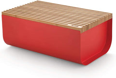 Alessi Mattina BG03 R - Corbeille à pain en acier inoxydable avec résine époxy et bois de bambou, rouge Boîtes de conservation alimentaire Naty Shop Rouge Taille unique