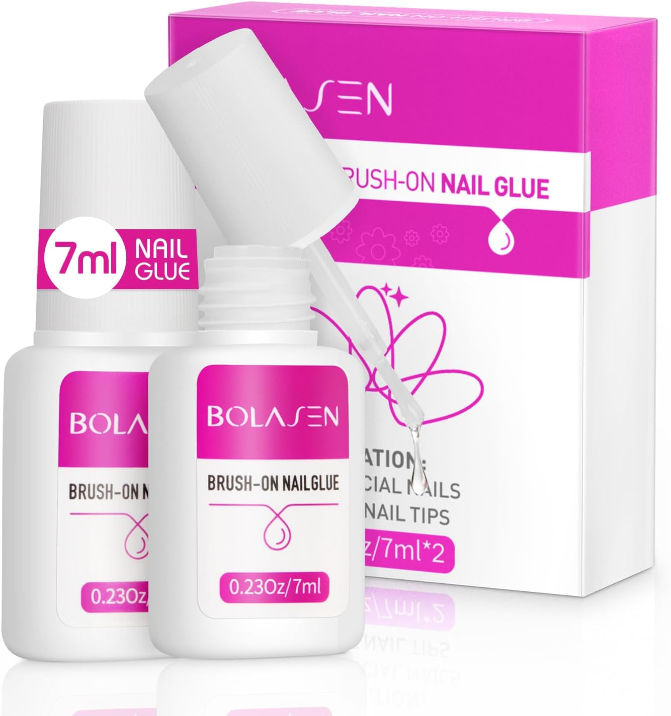 Colle pour pointes d'ongles, colle à ongles extra forte BOLASEN, colle à ongles craquelée 4 pièces, colle à ongles, colle à ongles artificielle extra forte, colle à ongles - 4 * 7 ml