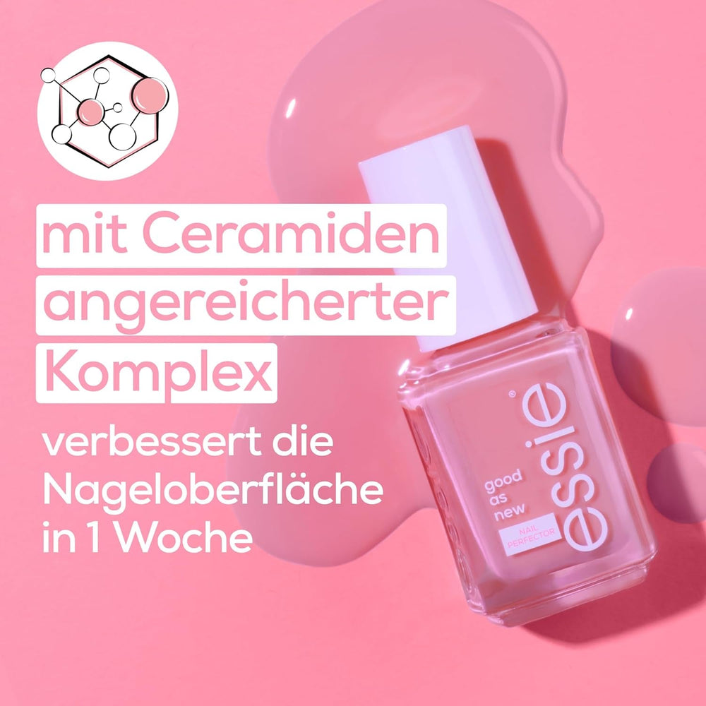 Essie Professional Nail Perfector Pink întărește și protejează unghiile, restabilește structura sănătoasă și îmbunătățește rezistența, pentru unghii vizibil mai puternice și mai sănătoase.