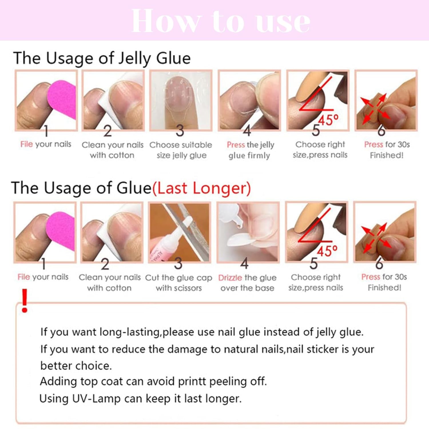 24 pièces papillon bleu ongles artificiels carré presse sur français longues paillettes brillant strass faux ongles conseils