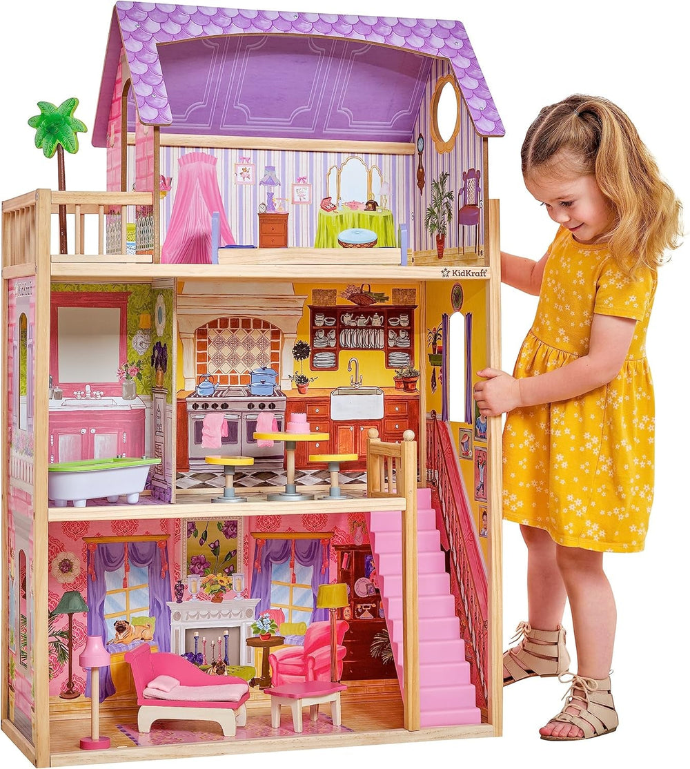 Kidkraft Kayla Maison de poupée en bois avec meubles et accessoires, ensemble de jeu à 3 niveaux pour poupées de 30 cm, jouet pour 3 ans, 65092 - Exclusivement sur Amazon Dollhouses Naty Shop Titre par défaut