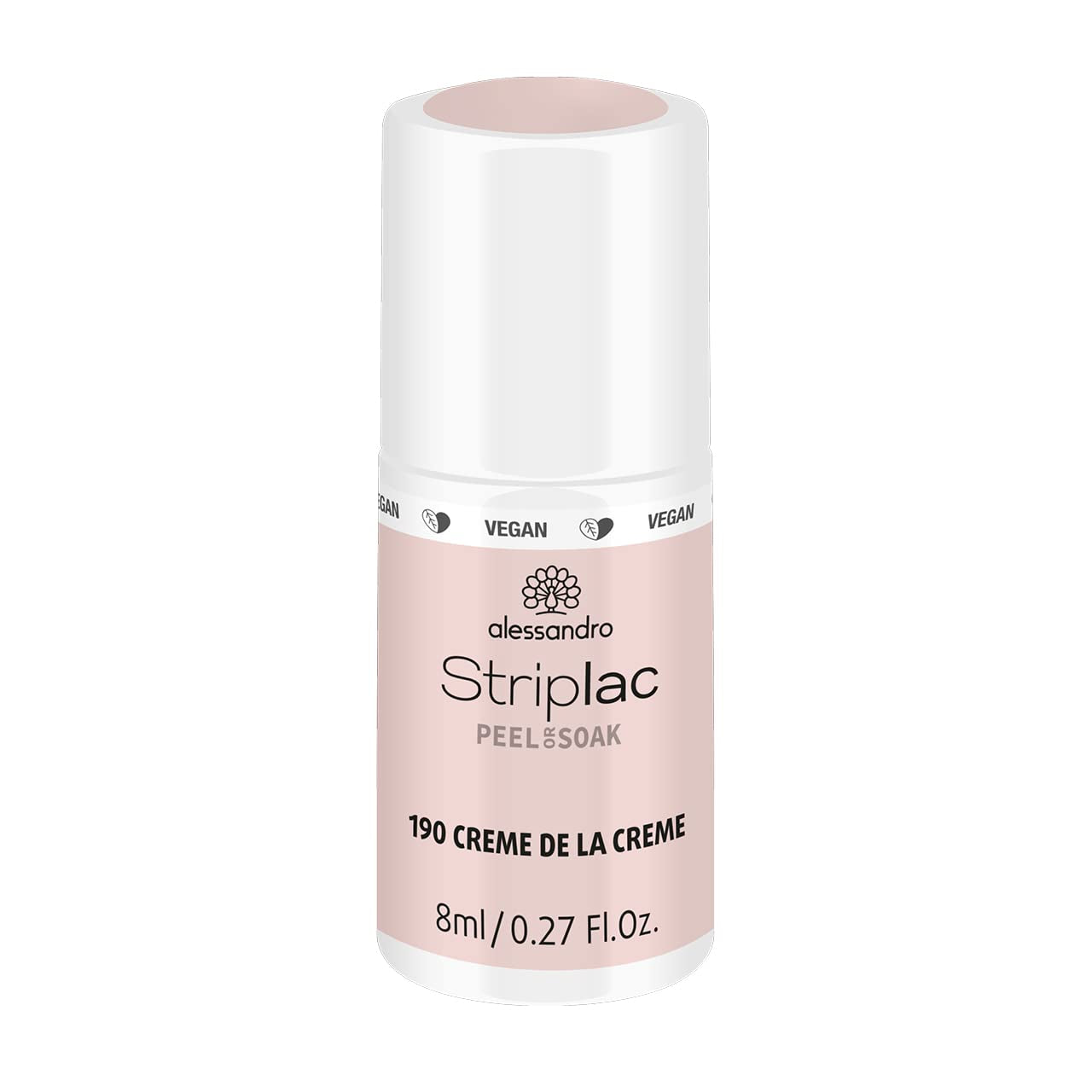 Vernis à ongles UV Alessandro Striplac White Honeymoon - Délicat et longue tenue - S'enlève facilement grâce à la technologie de retrait - Vegan et cruelty-free - 8 ml